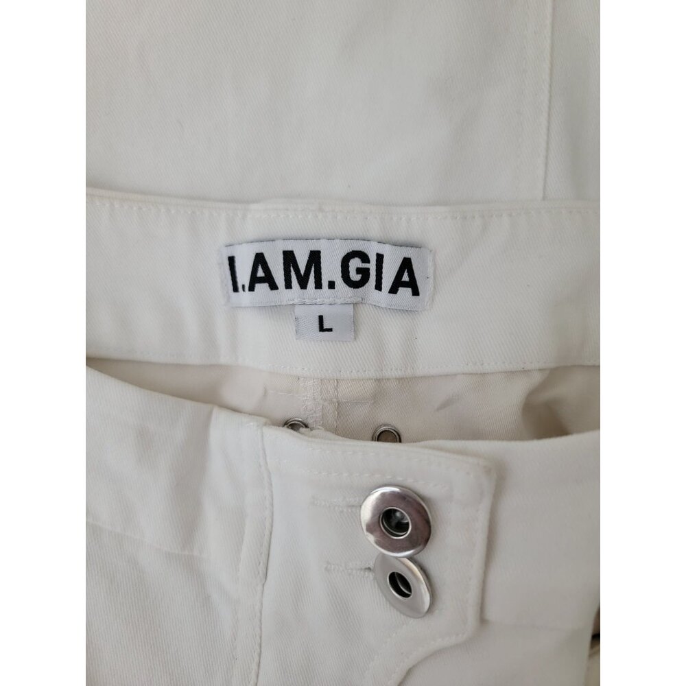 I.AM.GIA. BLAZE Raw Hem High Waisted Cargo Streetwear Pants Cream Women’s Sz L - Picture 12 of 12